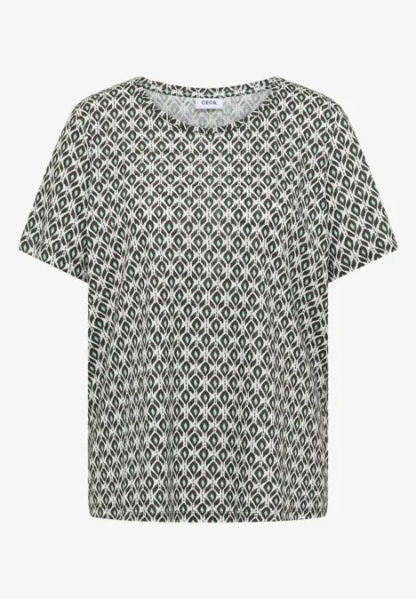 Basic T-Shirt mit Minimal Print khaki