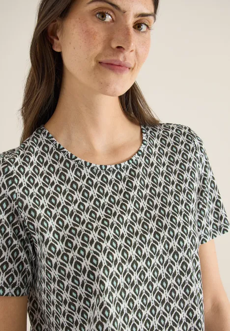 Basic T-Shirt mit Minimal Print khaki