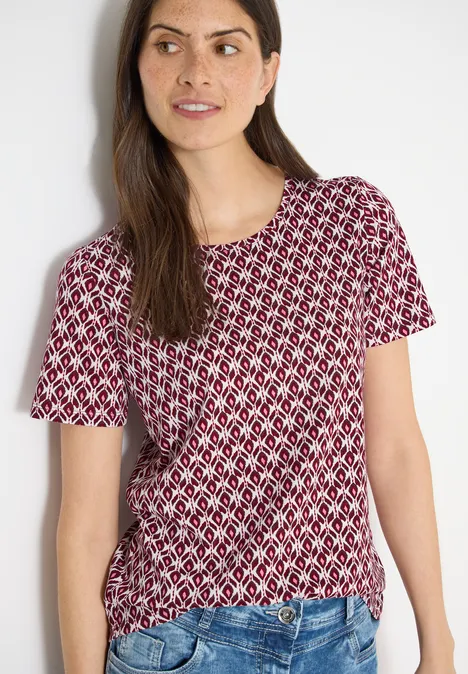 Basic Shirt met minimale print sweet grape red