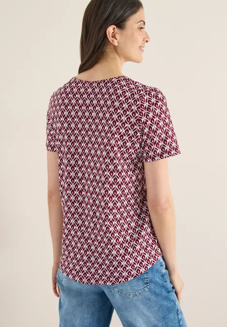 Basic Shirt met minimale print sweet grape red