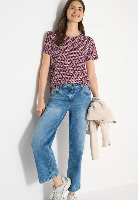 Basic Shirt met minimale print sweet grape red