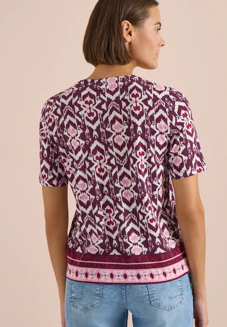 Kurzarm Shirt mit Split Neck und Print sweet grape red Kurzarm Shirt mit Split Neck und Print sweet grape red