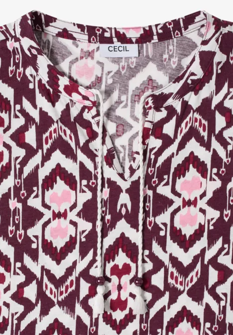 Kurzarm Shirt mit Split Neck und Print sweet grape red Kurzarm Shirt mit Split Neck und Print sweet grape red