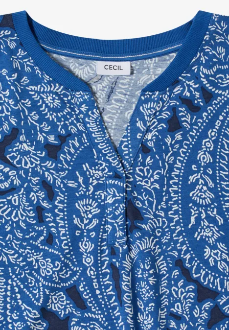 Shirt met gespleten hals en paisleypatroon universal blue
