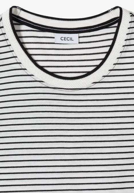 Kurzarm Shirt mit Rundhals und Streifen Black Kurzarm Shirt mit Rundhals und Streifen Black