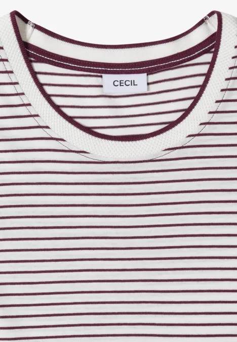 Kurzarm Shirt mit Rundhals und Streifen sweet grape red