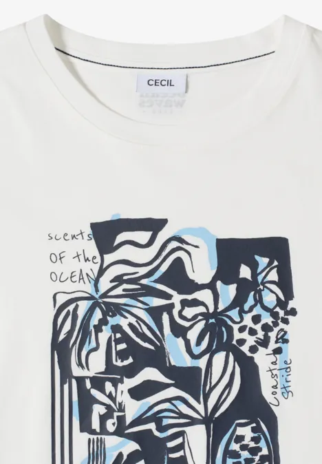 Shirt mit Rundhals und maritimem Print vanilla white