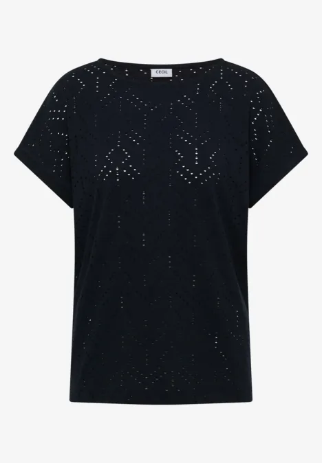 Shirt mit Boatneck in Ajour-Optik universal blue