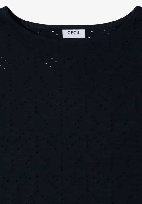 Shirt mit Boatneck in Ajour-Optik universal blue