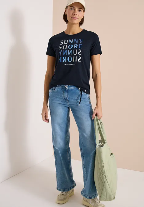 Kurzarm Shirt in Ausbrenner-Optik universal blue