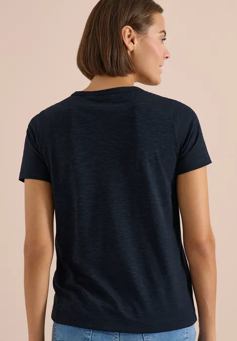 Kurzarm Shirt in Ausbrenner-Optik universal blue