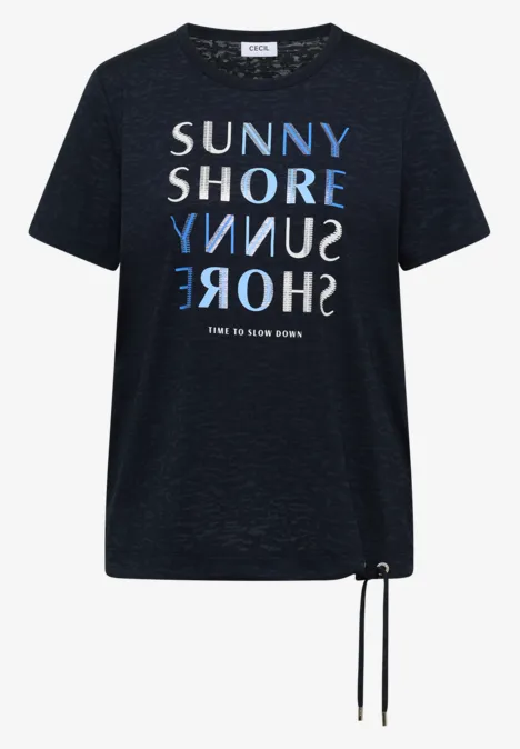 Kurzarm Shirt in Ausbrenner-Optik universal blue