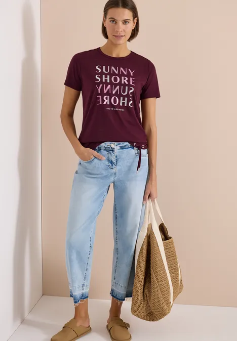 Kurzarm Shirt in Ausbrenner-Optik sweet grape red Kurzarm Shirt in Ausbrenner-Optik sweet grape red