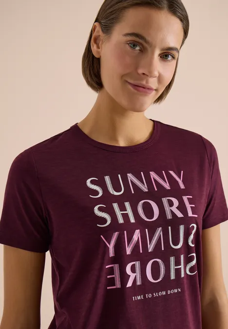 Kurzarm Shirt in Ausbrenner-Optik sweet grape red Kurzarm Shirt in Ausbrenner-Optik sweet grape red