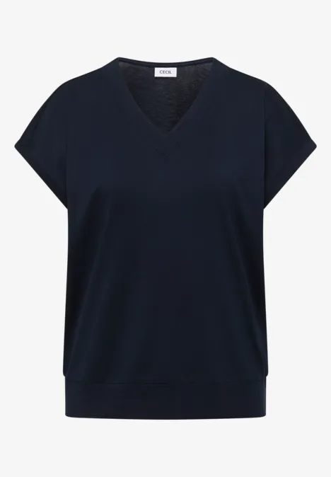 T-shirt à manches courtes et col en V en couleur unie universal blue