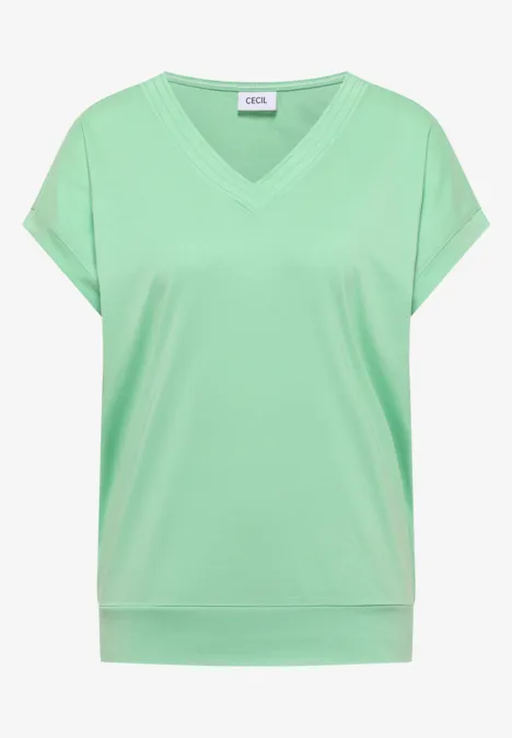 Shirt met korte mouwen en V-hals in effen kleur juicy lime Mintgroen T-shirt met korte mouwen, V-hals en losse pasvorm.