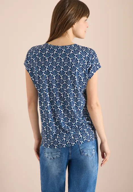 T-Shirt mit V-Neck und Muschelprint universal blue T-Shirt mit V-Neck und Muschelprint universal blue