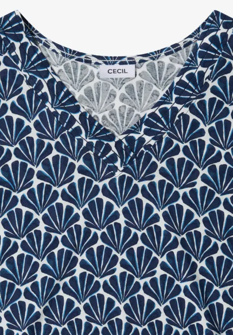 T-Shirt mit V-Neck und Muschelprint universal blue T-Shirt mit V-Neck und Muschelprint universal blue