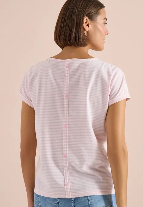 Kurzarm Shirt mit Boatneck und Knöpfen light blush rose