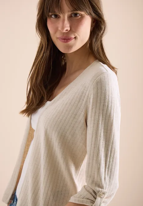 3/4-Arm Jacke in Strick-Optik pearl beige