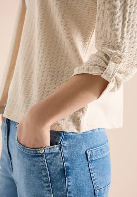 3/4-Arm Jacke in Strick-Optik pearl beige