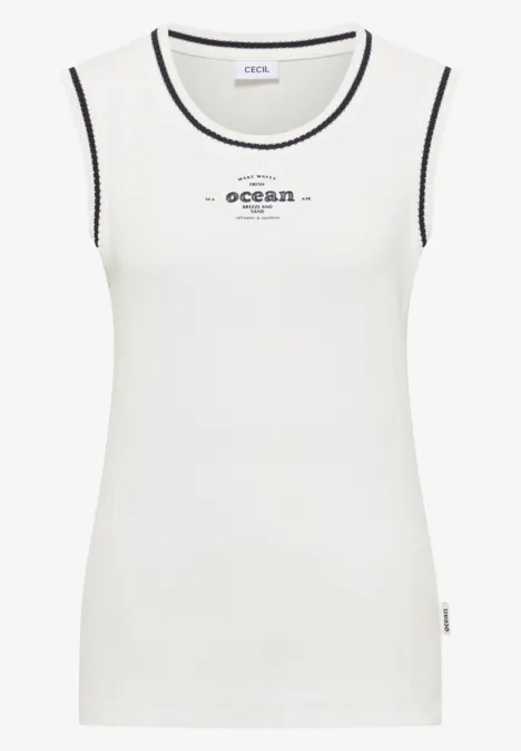 Top avec col rond et détails contrastés vanilla white