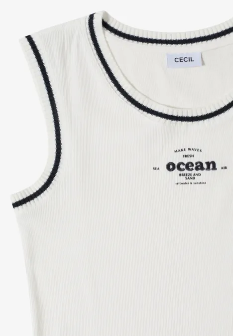 Top avec col rond et détails contrastés vanilla white