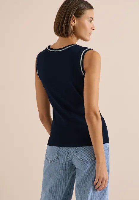 Top mit Rundhals und Kontrastdetails universal blue Top mit Rundhals und Kontrastdetails universal blue