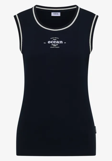 Top mit Rundhals und Kontrastdetails universal blue Top mit Rundhals und Kontrastdetails universal blue