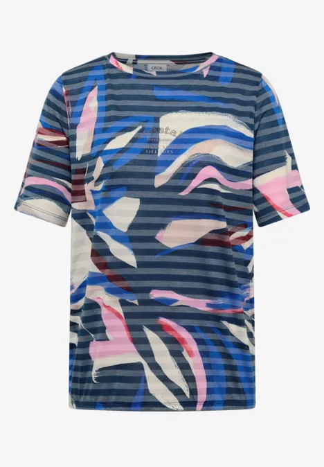 Kurzarm Shirt mit Ausbrennerstreifen universal blue
