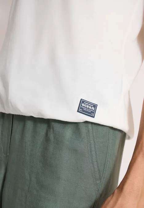 Shirt met boothals en tekstopdruk vanilla white