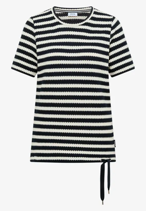 Shirt mit Rundhals im Ajour-Look universal blue