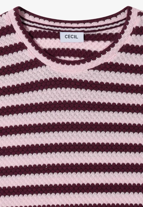 Shirt met ronde hals in ajour look light blush rose