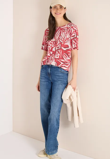 T-Shirt in Ausbrenner-Optik glazed apple red