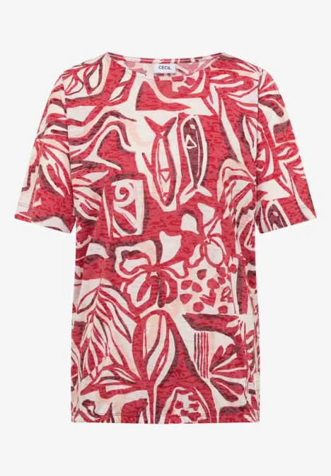 T-Shirt in Ausbrenner-Optik glazed apple red