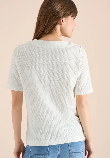 T-Shirt mit Rundhals mit Tunnelzug vanilla white T-Shirt mit Rundhals mit Tunnelzug vanilla white