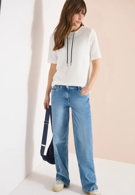 T-Shirt mit Rundhals mit Tunnelzug vanilla white T-Shirt mit Rundhals mit Tunnelzug vanilla white