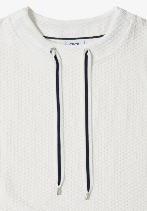 T-Shirt mit Rundhals mit Tunnelzug vanilla white T-Shirt mit Rundhals mit Tunnelzug vanilla white