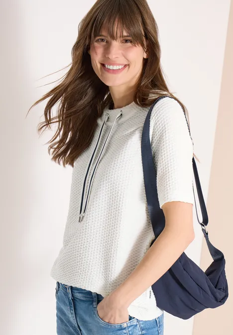 T-Shirt mit Rundhals mit Tunnelzug vanilla white T-Shirt mit Rundhals mit Tunnelzug vanilla white