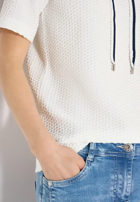 T-Shirt mit Rundhals mit Tunnelzug vanilla white T-Shirt mit Rundhals mit Tunnelzug vanilla white