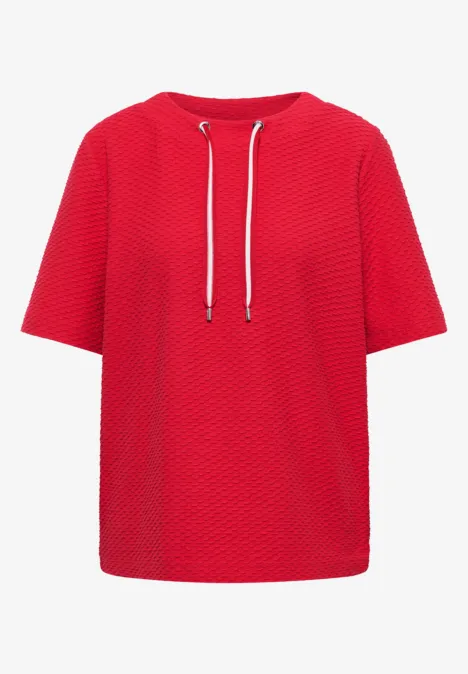 Shirt met ronde hals en trekkoord glazed apple red