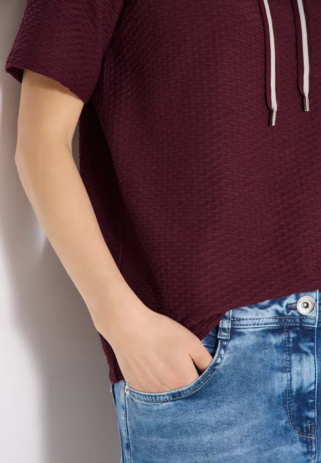 Shirt met ronde hals en trekkoord sweet grape red