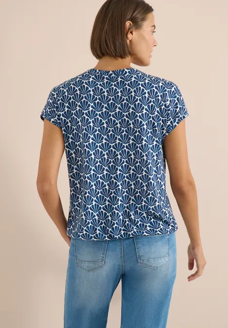 Shirt met korte mouwen en kanten detail universal blue