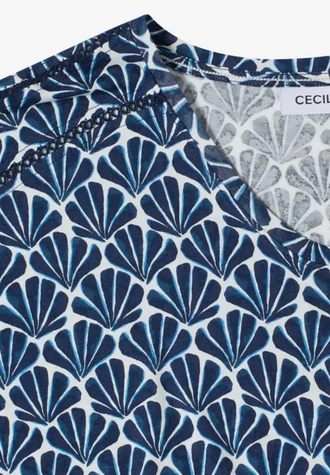 Shirt met korte mouwen en kanten detail universal blue