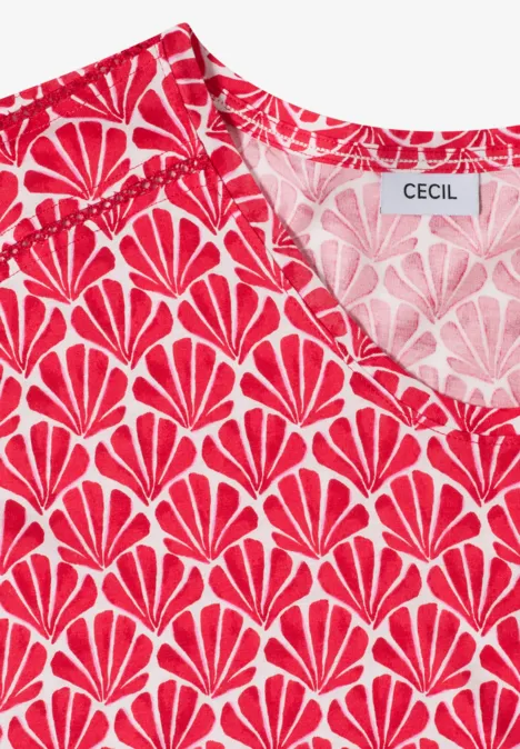 Shirt met korte mouwen en kanten detail glazed apple red