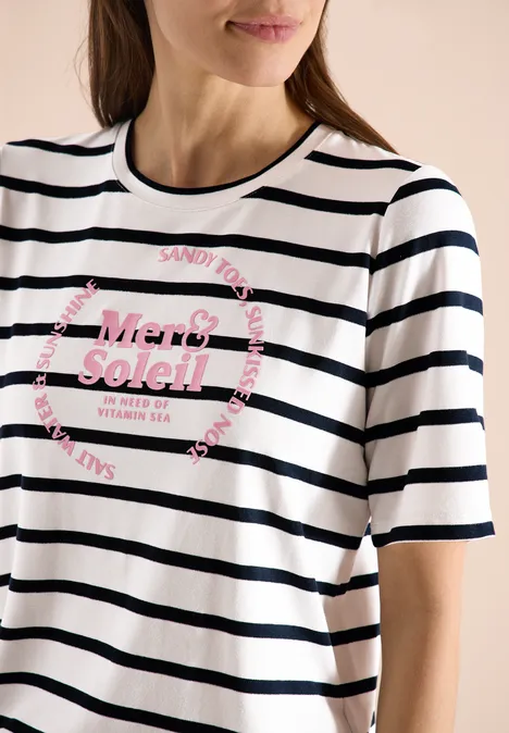 Shirt met korte mouwen, ronde hals en strepen universal blue