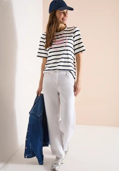 Shirt met korte mouwen, ronde hals en strepen universal blue