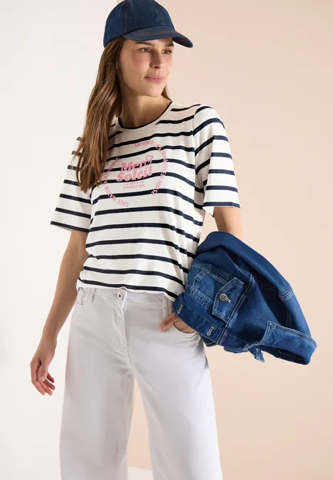 Shirt met korte mouwen, ronde hals en strepen universal blue