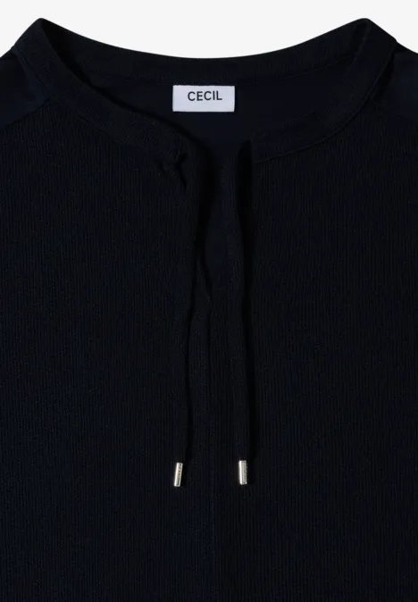 Blouse met korte mouwen, gespleten hals en linten universal blue Blouse met korte mouwen, gespleten hals en linten universal blue