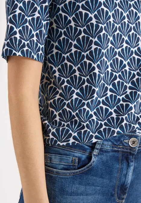 T-Shirt mit Rundhals und Muschelprint universal blue T-Shirt mit Rundhals und Muschelprint universal blue